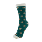 Buffalo Trace Green Allover Buffalo Socks side view showing allover buffalo pattern and sock length