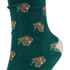 Buffalo Trace Green Allover Buffalo Socks close-up of woven allover buffalo design and logo detail