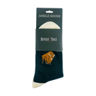 Buffalo Trace Green Striped Buffalo Socks – green crew socks with buffalo stripe pattern and Buffalo Trace logo