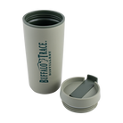 Buffalo Trace Green Travel Mug close-up of Buffalo Trace logo and green color finish