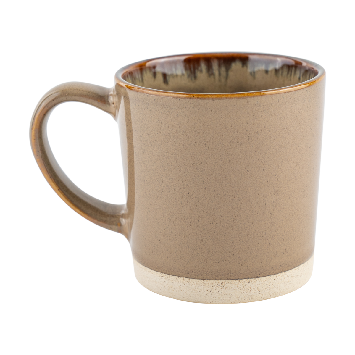 Buffalo Trace Brown Stoneware Coffee Mug side view showing handle and embossed Buffalo Trace logo