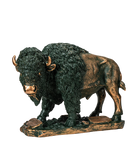 Bronze statue of a Buffalo Trace buffalo on a white background
