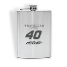 Justin Allgaier #40 Traveller Whiskey Laser Engraved 8oz Flask – NASCAR collectible flask with laser engraved design