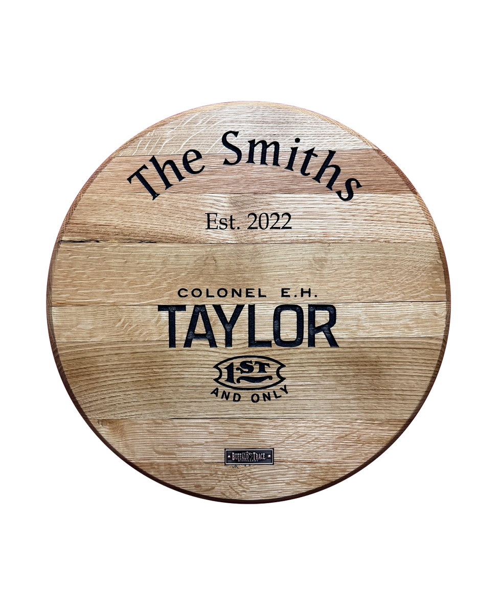 Whiskey Woodcraft Custom Engraved Barrel Head – Buffalo Trace Distillery