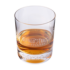 SBS x Buffalo Trace Crystal Reserve Rocks Glass filled with bourbon on ice