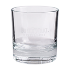Buffalo Trace Bourbon Barrel Rocks Glass close-up of distillery logo on crystal glass