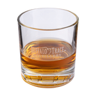 Buffalo Trace Bourbon Barrel Rocks Glass side view showing barrel shape and logo engraving