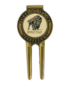 Buffalo Trace divot repair tool and ball marker set included in the premium golf bundle