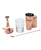 Buffalo Trace Essential Bar tools set: jigger, Hawthorne strainer, mixing glass, bar spoon, Boston shaker
