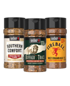 3-pack Weber Seasoning, featuring Buffalo Trace, Southern Comfort, & Fireball whiskey flavors
